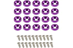 Unterlegscheiben Aus Aluminium, TOTMOX 20 Stück Stoßstangen-Unterlegscheiben-Schraubensatz, Edelstahl, Aluminium, Modifikation, M6-Schraube, Stoßstangen-Unterlegscheiben-Schraubensatz, Lila