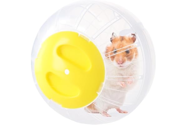 Boule Hamster 14,5cm, Balle d'exercice pour Hamster, Transparent Roues D'exercices pour Petits Animaux, Ballon de Course pour Hamster, Gerbille, Cochon d'Inde, Hérisson Exercice (Jaune)