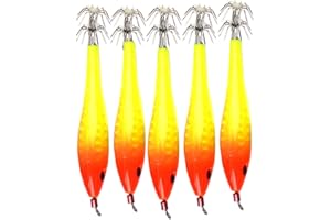 BESPORTBLE 5 Piezas Cebo De Pesca Herramientas De Agua Salada Al Aire Señuelos De Pesca De Calamar Kit De Pesca con Anzuelo Anzuelo De Pesca Brillante Nocturno Señuelos De Pulpo De