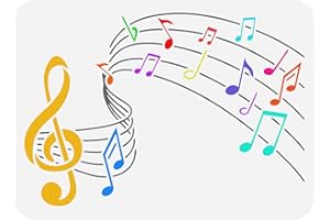 FINGERINSPIRE Stencil per Note Musicali 29.7x21cm Plastica Riutilizzabile PET Stencil Chiave di Violino Scava Fuori Pentametro Salto Simboli Musicali Disegno Stencil per Parete, Piastrella, Tessuto