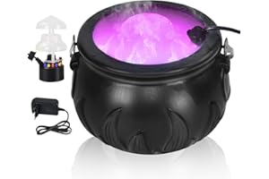 FTJKGH Halloween Hexenkessel Nebelmaschine, Halloween mit Nebel Nebelmaschine mit 12 LED Licht Halloween Hexenkessel Rauchmaschine Halloween Nebler Nebelmacher für Halloween Party Deko Requisite