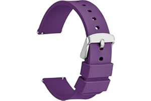 WOCCI Cinturino in Silicone con Fibbia Argento, Sgancio Rapido, 13 Colori Cinturini di Ricambio per Orologi in Gomma, 14mm 16mm 18mm 19mm 20mm 21mm 22mm 24mm