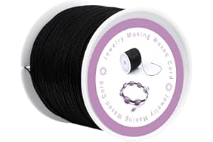 RAMLUR 0.5mm 116 Yards Waxed Cord for Jewellery Making String Waxed Thread for Bracelets Bead Threads Linen Thread for Bracelet Necklaces Jewellery Making (Black)
