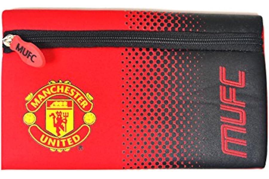 Official Football Merchandise Flat Neoprene Zip Pencil Case Official Club Colours , Manchester United FC