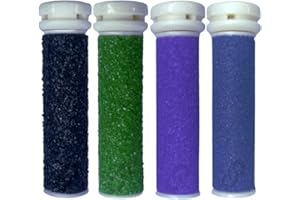 SYSMIC 4 Variety Pack Pedi Refill Micro Mineral Rollers for Feet Callus Mix Coarse Remover Head Regular Extra Extreme High Compatible with emjoi Pedi Roller