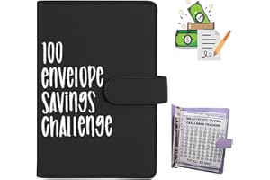 MOGAME 100 Envelope Challenge Binder, Cash Binder with Envelope, Saving Challenge Budget Book Binder, Money Saving Envelope for Budget Planners and Money Savers (Black)