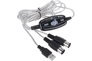 KMUQSHY Cavo MIDI USB, Adattatore MIDI a USB, Cavo MIDI con Indicatore LED, Convertitore Interfaccia 5 Pin, per Collegare Tastiera, Piano Elettrico, Chitarra Elettrica a PC/Mac, Plug & Play, 2M