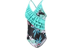 Aisyee Maillot de Bain Fille 1 Piece Maillot de Bain à Volants pour Enfant Fille Maillot de Bain Fille 3-16 Ans