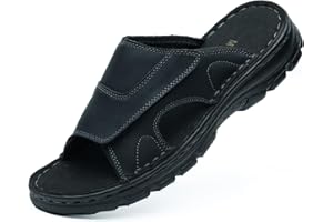 MGGMOKAY Sandalia de piel para hombre Pantuflas de verano para interior y exterior con correa ajustable