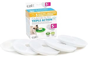 Catit 43746 Fontänfilter, Paket med 5 | Officiella ersättningsfilter för Catit Cat dricksvattenfontäner