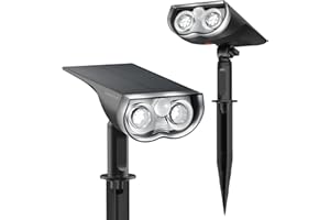 Linkind Lampe Solaire Extérieure Détecteur de Mouvement 1000LM, Lumiere Solaire Exterieur IP67 Étanche, Blanc Froid, pour Jardin, chemin, court, Lot de 2