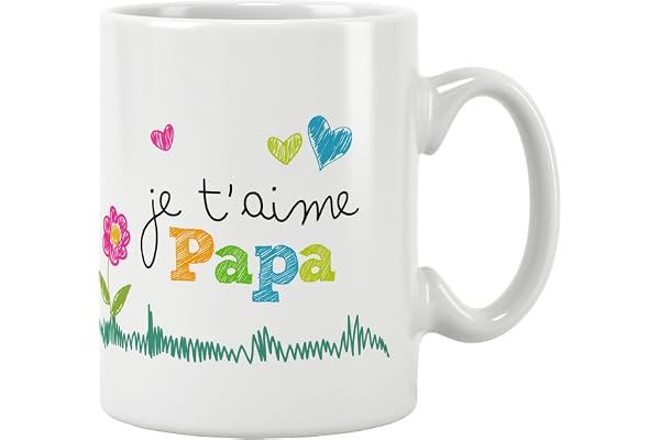 ÉNJA Création Mug CADEAU PAPA - Anniversaire - Noël - Fête. Pour votre Papa/Tasse. Cadeau original. Prix mini. Céramique haute qualité 11oz - 320 ML (PAPA MODELE 2)