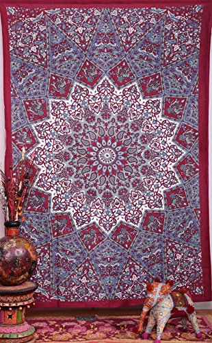 Handicrunch Twin Bed Dorm Decor, Psychedelic Tapestry, Zon en Maan Tapestry, ster Mandala Wandtapijten, Twin Hippie Star Wandtapijten, Gooi Bedspread