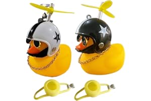 NHQZ 2 Pièces Canard en Plastique, Sonnette velo, Klaxon Velo, Accessoire Velo, Ornements de Voiture, avec Sangles et Adhésif Non Marquant, Sonnerie Canard avec Hélice et Casque(blanc + noir)
