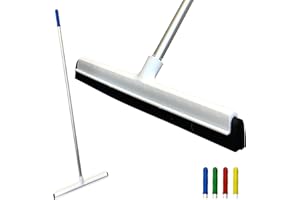 TDBS THE DUSTPAN AND BRUSH STORE Colour Coded 46cm Floor Squeegee Mop with 120cm Aluminium Handle | Quick Drying Wet Room Floor Squeegee Heavy Duty | Double Foam Squeegee Blade Floor Wiper for Bathroom, Kitchen, and Shower (Yellow)