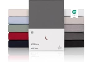 ‎BLUMTAL Blumtal® Premium Topper Spannbettlaken 180x200 cm Jersey - Oeko-TEX zertifiziertes Spannbettlaken Topper 180x200 Baumwolle - Spannbettlaken 180x200cm Topper/Bettlaken Topper 180x200 Anthrazit