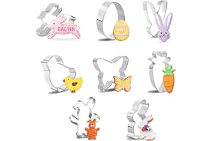 QASIMOF Formine Biscotti Pasqua, Set di 8 Stampi per Biscotti Pasquali, Stampo Tagliabiscotti Pasquale, in acciaio inox, Cookie Cutter, Coniglio, Pulcino, Pulcino, Uovo, Farfalla