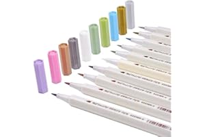 Desconocido Metallic Pinselstifte, 1-2 mm, 10 Stück - Metallische Pinselspitzen, Markierstift-Set