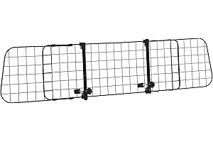 PawHut Barrera Protectora de Coche para Perros para Vehículo Universal Barrera Protectora Metálica Extensible para Asientos Traseros Maletero Equipaje Automóvil 91-152x30 cm Negro