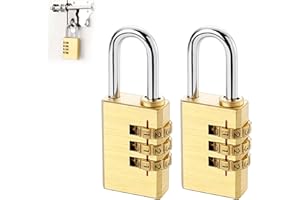 ROONTIN Lucchetto-Armadietto Lucchetto-Combinazione - 2 Pezzi Lucchetto a Combinazione a 3 Cifre, Sicurezza per Porte, Recinti da Giardino, Armadietti, Cassette degli Attrezzi, Valigie - Giallo