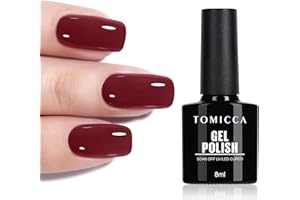 TOMICCA Cherry Red Gel Nail Polish, Burgundy Red UV LED Gel Nail Varnish, High Glossy Long Lasting & Chip Resistant Nail Art Manicure Salon DIY Gift for Girls 8ml