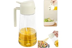 GYZGirlover Oil Spray Bottle, 2 in 1 Oil Dispenser and Sprayer, 15.8oz /470ml Olive Oil Dispenser Bottle, Cooking Oil Spray Bottle for Used for Air Fryer, Baking, Grilling(Beige)