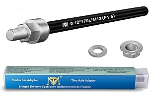 EMTB Axe Enfichable M12 X 1,0/1,5/1,75 160-192 mm, Axe de Roue Arrière Vélo, Axe Enfichable Compatible avec la Plupart des Attelages de Remorque de Vélo, Longueur de Tige Réglable pour