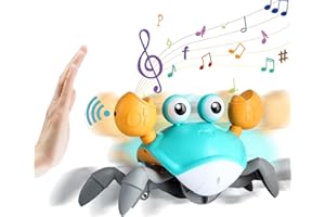 TOMATONG Jouet Musical de Crabe Qui Marche pour Enfant,Crawling Crab Toy,Jouet Crabe Rampant sensoriel pour Bébé Interactif Électronique Cadeaux Anniversaire Noël Nouvel an