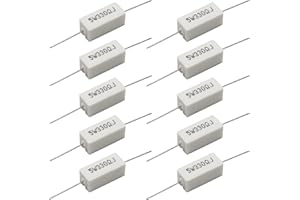 DIMLOVE Cement Resistor,10 PCS 5W 330 Ohm 5% Axial Lead Wire Resistor White Wound Fixed Ceramic Cement Resistors Wirewound Cement Power Resistors Flame Heat Moisture Resistance Precharge Horizontal Resistors