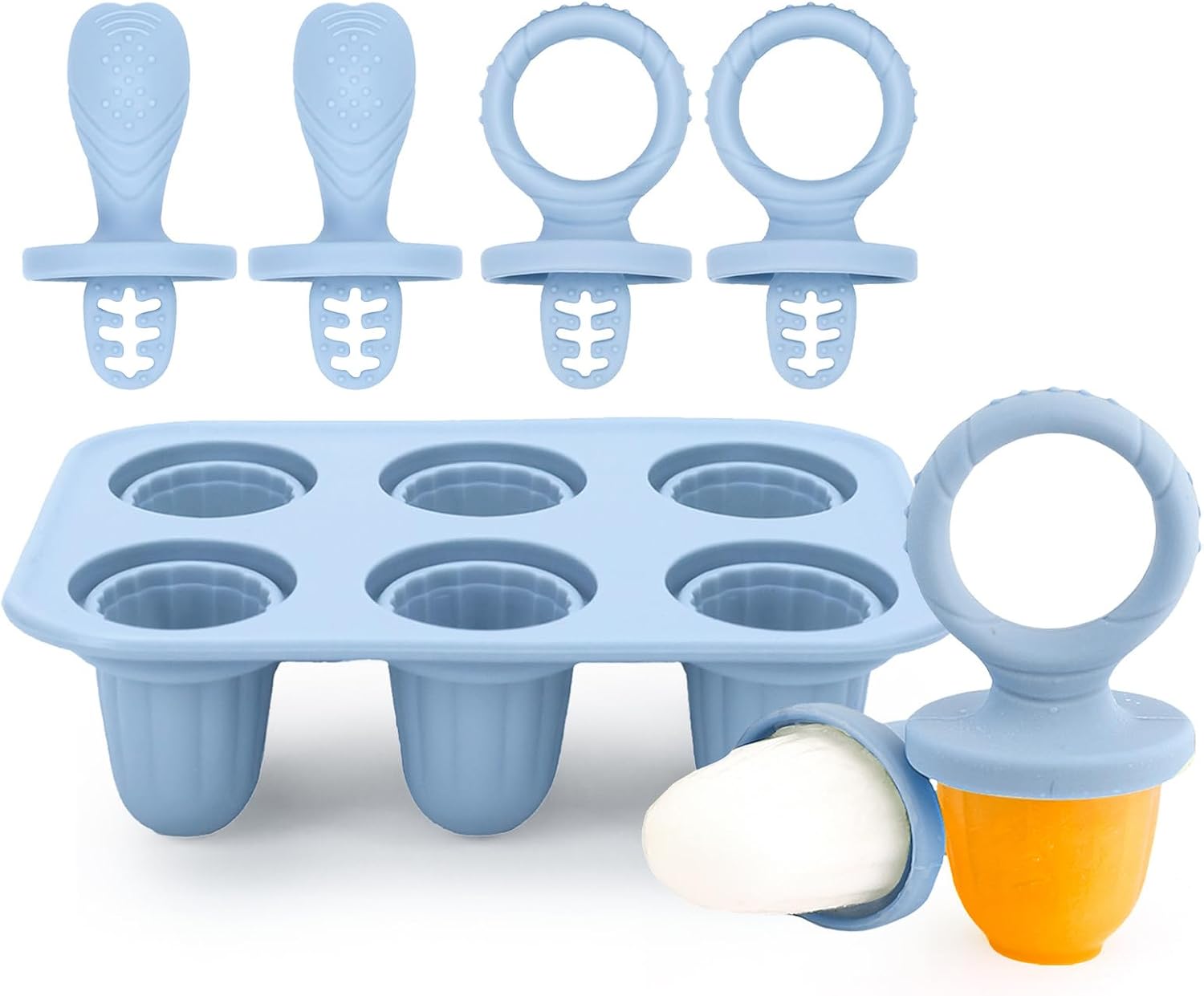 Molde Helado para Bebé, 6X 17ml Mini Moldes Helados Niños Moldes Pequeño Helados y Polos de Silicona Libre de BPA, Fáciles de Limpiar, Ideales para Puré de Frutas y Leche Materna