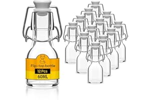 Flaschen-Fuchs 12x Bouteille en Verre avec Bouchon Mécanique 60ml - Bouteilles vides à remplir huile d'olive, bière, jus, liqueur
