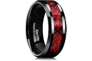 King Will Dragon 8mm/6mm Red/Blue/Green/Orange/Purple/Silver/Black/Azure/Mazarine Celtic Dragon Tungsten Carbide Mens Wedding Band Ring Comfort Fit