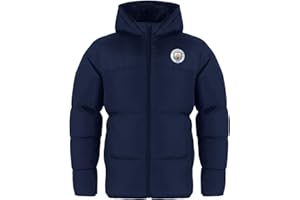 MANCHESTER CITY Boys Quilted Jacket Hooded Winter Coat Kids Official Football Gift