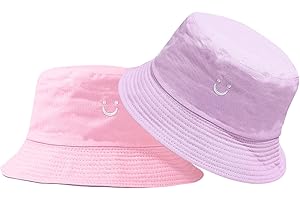SUBTAVIK Reversible Kids Sun Hat, Smile Face Toddler Bucket Hat - Wide Brim Boys & Girls Double Sided Breathable Sun Hats for 2-8 Years: Girl, Boy
