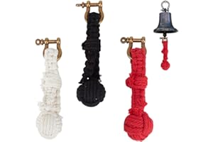 DELORIGIN 3 colores cuerda campana tirando campana colgante de algodón decoración con cierres de aleación 3 piezas pequeña campana rústica para llavero trenzado decoración navideña