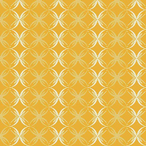Tissu d'ameublement au mètre imprimé - Largeur 280 cm - Longueur au choix par 50 cm | Géométrique. Losanges et cercles. Orange jaune