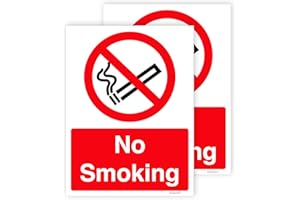 Pack of 2 No Smoking Stickers (150 x 200 mm) Waterproof No Smoking Sign Self Adhesive Stickers for Door Sara Prints®