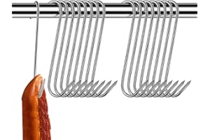 WEERSTONE Fleischerhaken 20 pcs S Haken Edelstahl Räucherhaken Hängehaken Metzgerhaken Küchenhaken Fleischhaken Fischhaken S-förmige Haken für BBQ Backen Fleischverarbeitung (13CM)