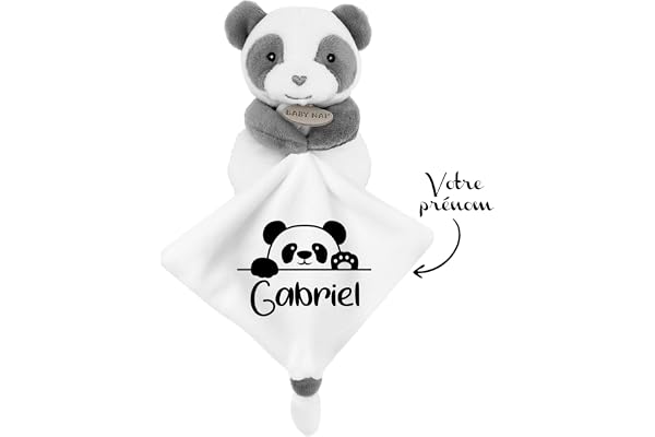 KDO MAGIC - Doudou personnalisé - Personnalisable avec Un prénom - Peluche personnalisée - Cadeau Naissance, garçon, Fille, bébé, Anniversaire (Panda, Panda)
