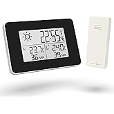 OFFCUP Weather Station, Digital Thermometer Hygrometer with Outdoor Sensor, Wireless Temperature and Humidity Monitor with We