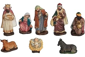 Acan Tradineur - Set 8 Figuras Principales para belén navideño, Resina, Personajes del Nacimiento, Reyes Magos, Pesebre, Navidad, decoración Tradicional, 12 cm