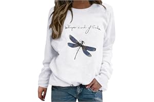 riou 2024 Sudaderas Mujer sin Capucha Otoño Primavera Suéter Camiseta Manga Largas Fitness Divertido Pullover Cuello Redondo Baratos Adolescente Sweatshirt Suave y Cálida Top Shirt Blusas