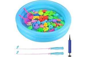 Dhqkqg Lot de 50 Jouets de pêche magnétiques pour Enfants - Jouet de pêche magnétique étanche - Jouet de Bain éducatif - pour Les Tout-Petits et Les Enfants