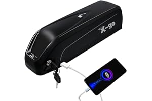 X-go bateria Bicicleta 48v, batería de Ion de Litio con Cargador, Pantalla de alimentación, Placa de protección BMS para Motor de Bicicleta de 1000W/750 W/500 W/350W/250W (Hailong 3, 48V 12.5AH)