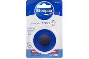 Steripan - Sparadrap Tissu - Souple Et Résistant - Sans Latex - Se Découpe Sans Ciseaux - Maintien Des Compresses - 5m x 2,5cm