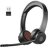 EKSA H16 Cuffie Bluetooth V5.2, Cuffie wireless Wireless con Microfono a Cancellazione del Rumore & Dongle USB, 55 Ore di Rip