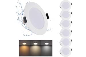 Grebeam Lot de 6 Spot LED Encastrable 7W, Spot Salle de Bain, Blanc Chaud Blanc Neutre Blanc Froid 3000K/4000K/6500K, Spots de Plafond LED 100mm, pour Cuisine Salon, Rond