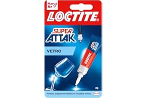 Loctite Super Attak Vetro, Colla per vetro di alta qualità, Adesivo istantaneo per vetro, Colla trasparente facile da usare, durevole e riutilizzabile, 1 x 3g