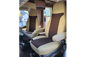 BREMER SITZBEZÜGE Wymiary pokrowców na siedzenia pilotów, kompatybilne z kamperami Ducato kierowcą i pasażerem 830, zestaw pokrowców w kolorze beżowym/brązowym