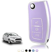 KUNIO Custodia In Pelle Per Chiave Ford – Fiesta, Focus, Kuga, 3 Pulsanti, Colore Marrone